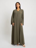 Olive closed A-cut Abaya