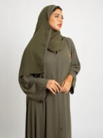 Olive closed A-cut Abaya - Image 2