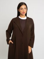 Brown Wrap Suit A-Cut Abaya - Image 3