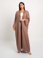 Camel Shadow Leaf Wide-fit Abaya 1 - Image 2