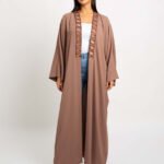 Camel Shadow Leaf Wide-fit Abaya