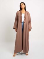 Camel Shadow Leaf Wide-fit Abaya 1
