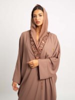 Camel Shadow Leaf Wide-fit Abaya 1 - Image 3
