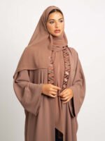 Camel Shadow Leaf Wide-fit Abaya 1 - Image 5