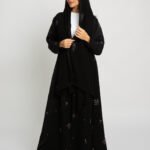 Black Floral Fall A-Cut Abaya